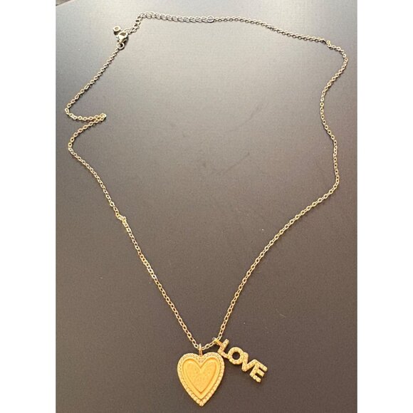 Lesa Michele Pave CZ Love Charm Gold-Plated Sterling Heart Pendant Necklace-16" - Picture 4 of 5